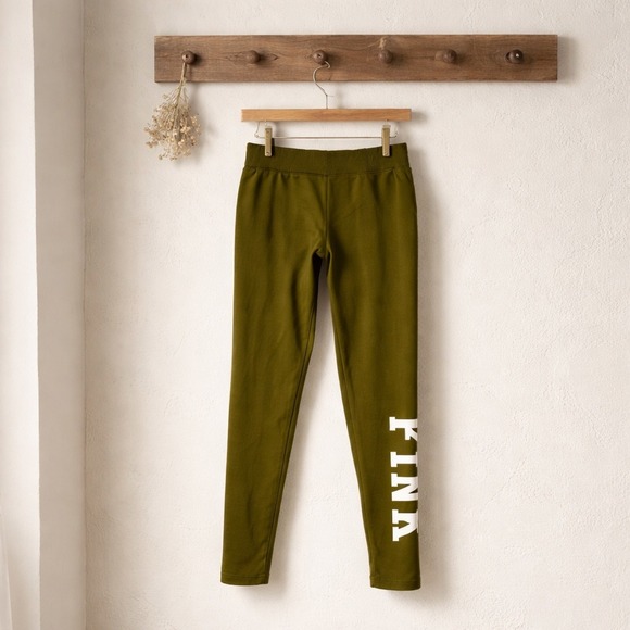 PINK Victoria's Secret Pants - Victoria's Secret PINK Active Leggings Women Medium Olive Green Excellent‎ Logo